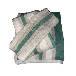 Vintage Wamsutta Striped 3 piece towel set, One Size, Green & Beige